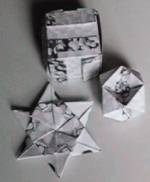 biz card folds: cube, dimpled cuboctahedron, star